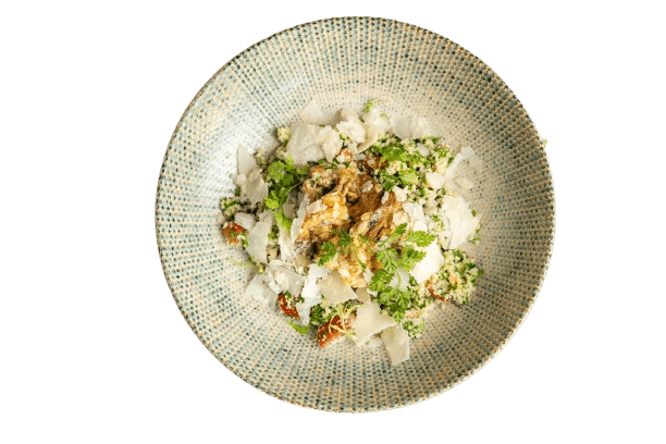 Cous cous Tabouleth with smoked eggplant