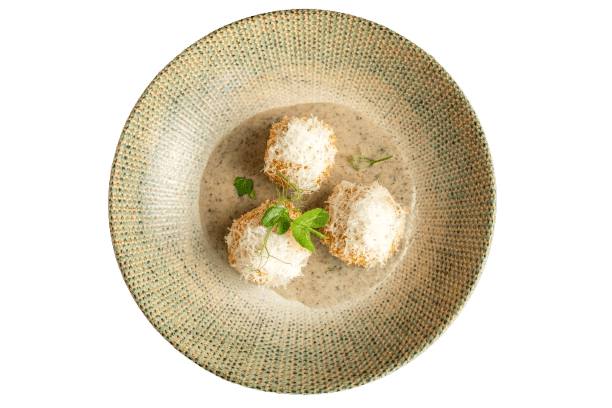 Arancini with smoked scamorza and truffle-grana padano sauce